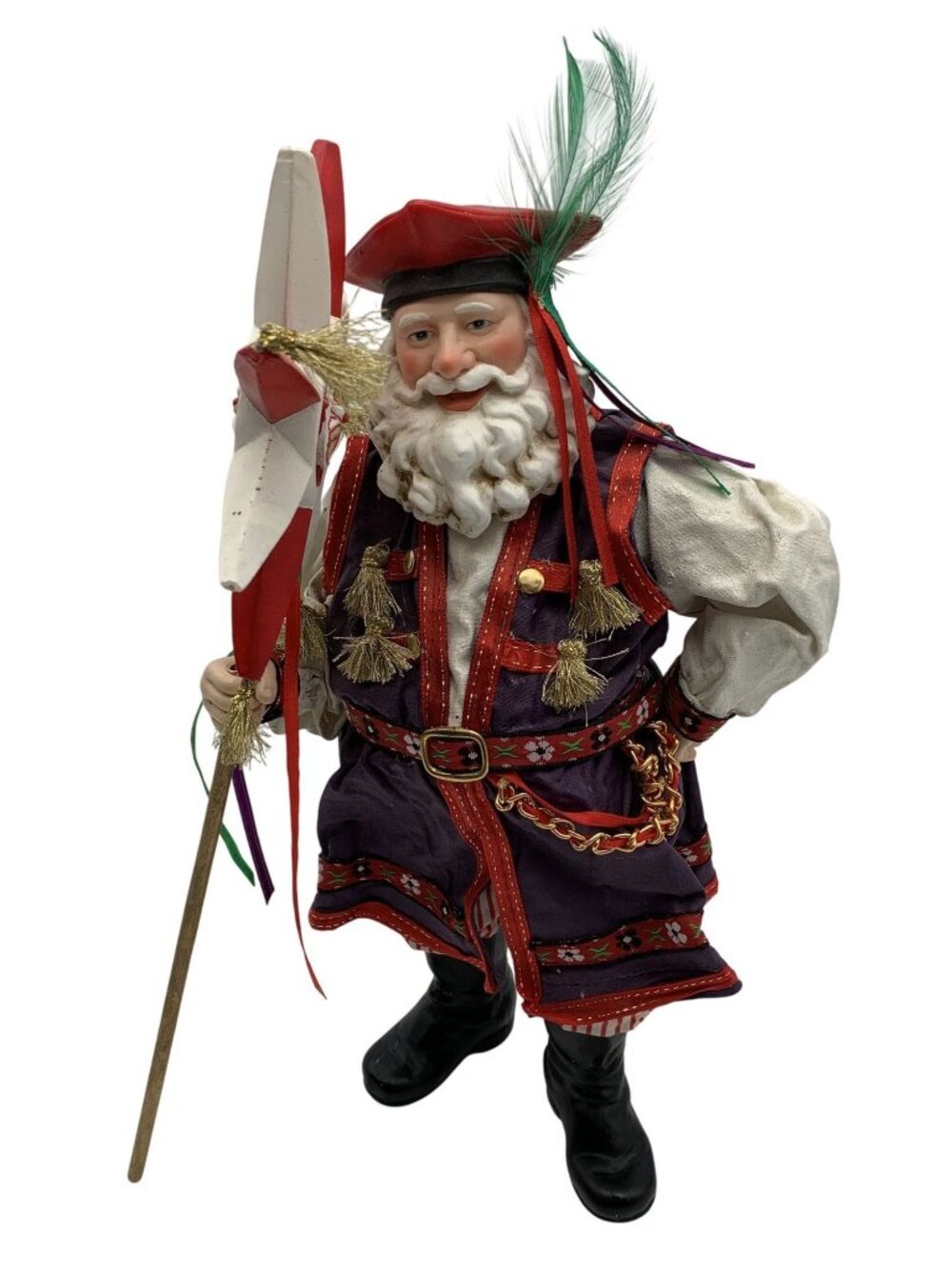 Vintage Kurt S. Adler Polish Santa Claus Figurine Star Staff Musical Works READ
